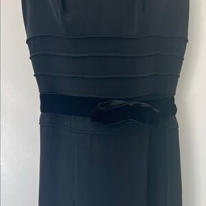 Carolina Herrera Black Midi Dress with velvet bow belt.